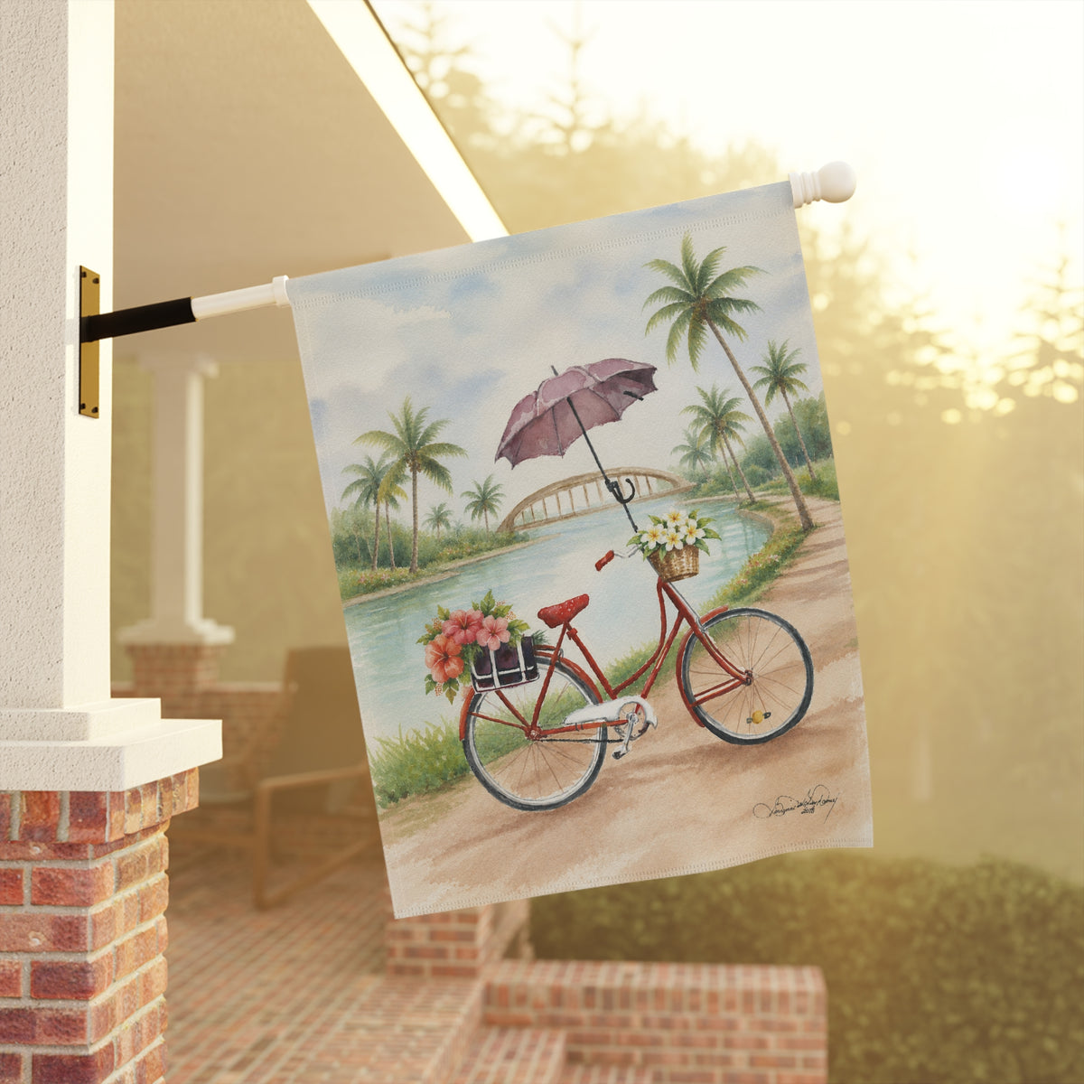 River Walk Morning- Garden & House Banner