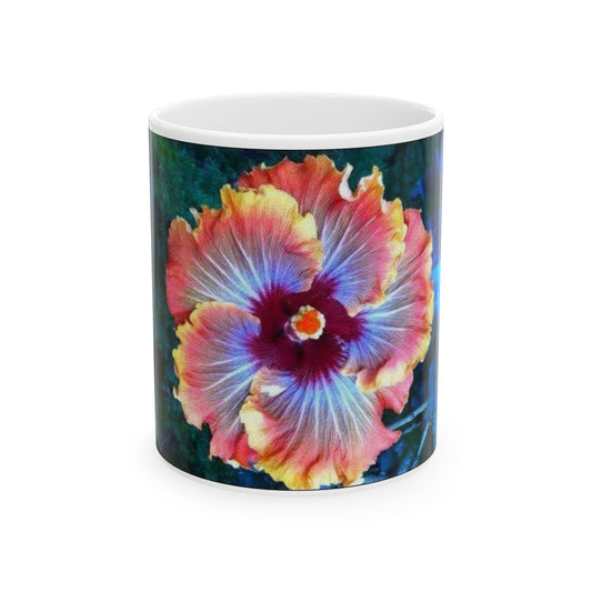 Hibiscus Watercolor Ceramic Mug – Tropical Floral Coffee Cup (11oz & 15oz)