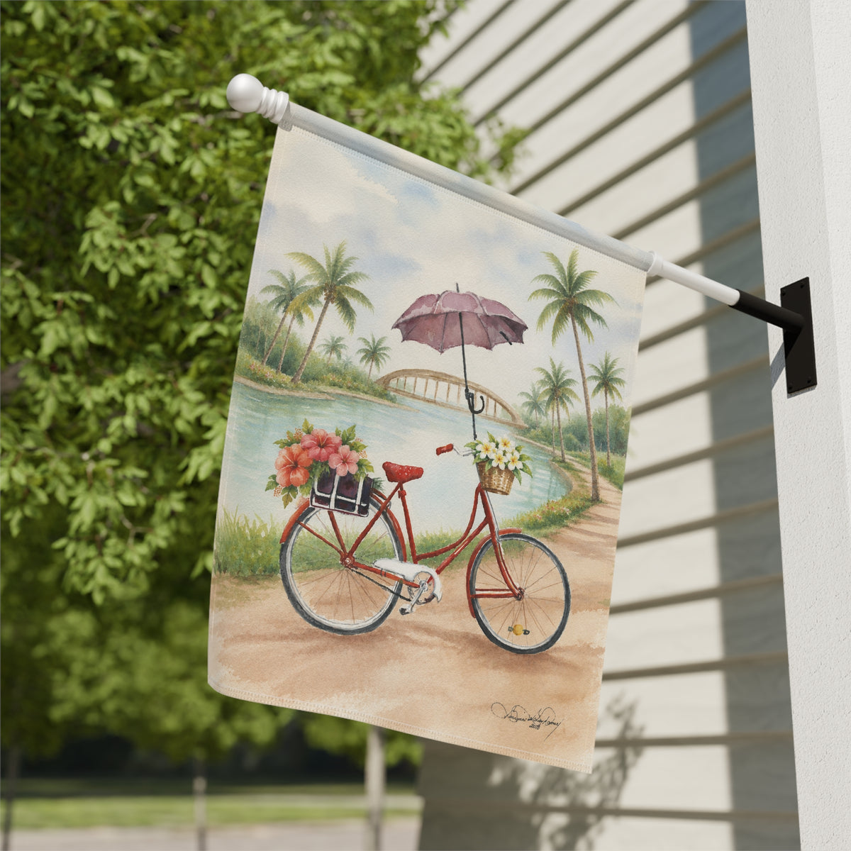 River Walk Morning- Garden & House Banner