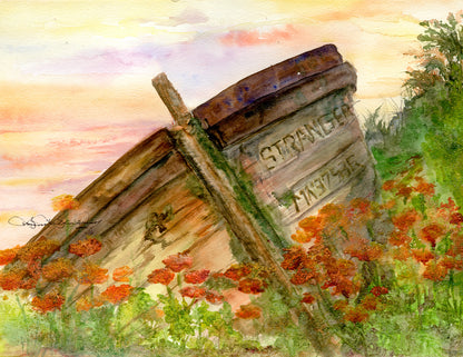 Strange Restful Places Watercolor Painting: Art Print