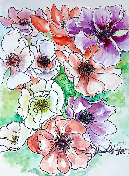 Bunches of Joy Watercolor Painting: Art Print