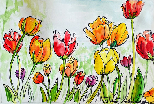 Dances of Colors Watercolor Art: Art Print