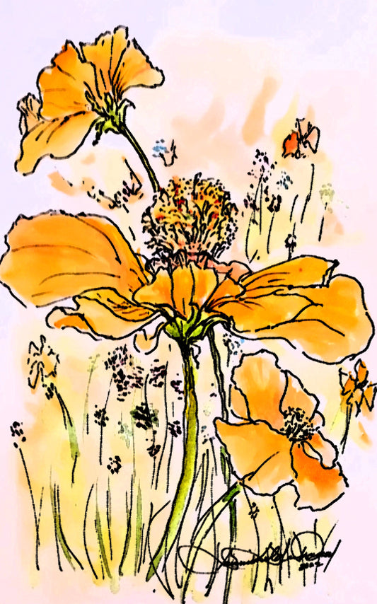Drinking in the Sunshine Watercolor Painting: Art Print