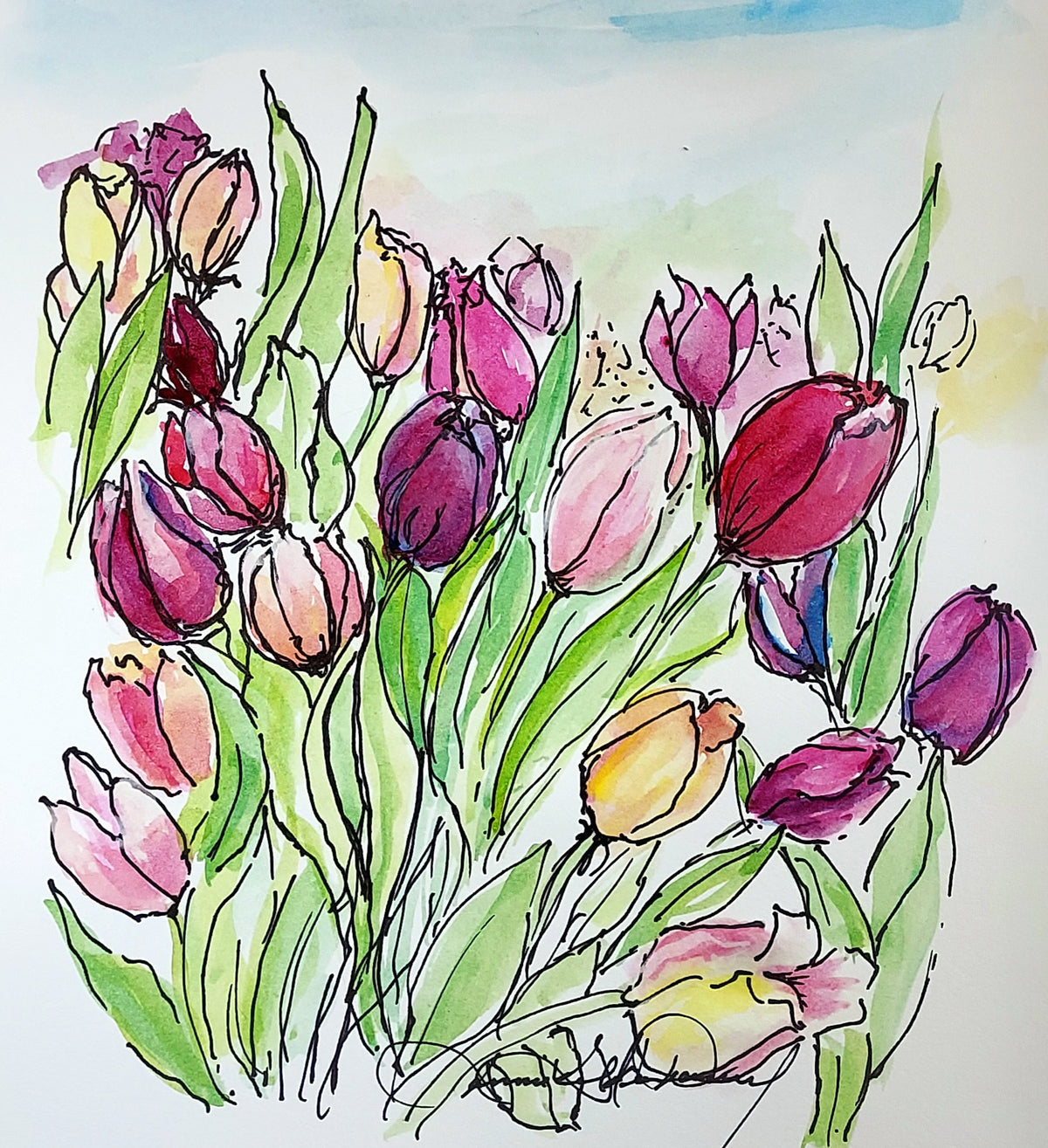 Hugs All Around Watercolor Painting: Art Print