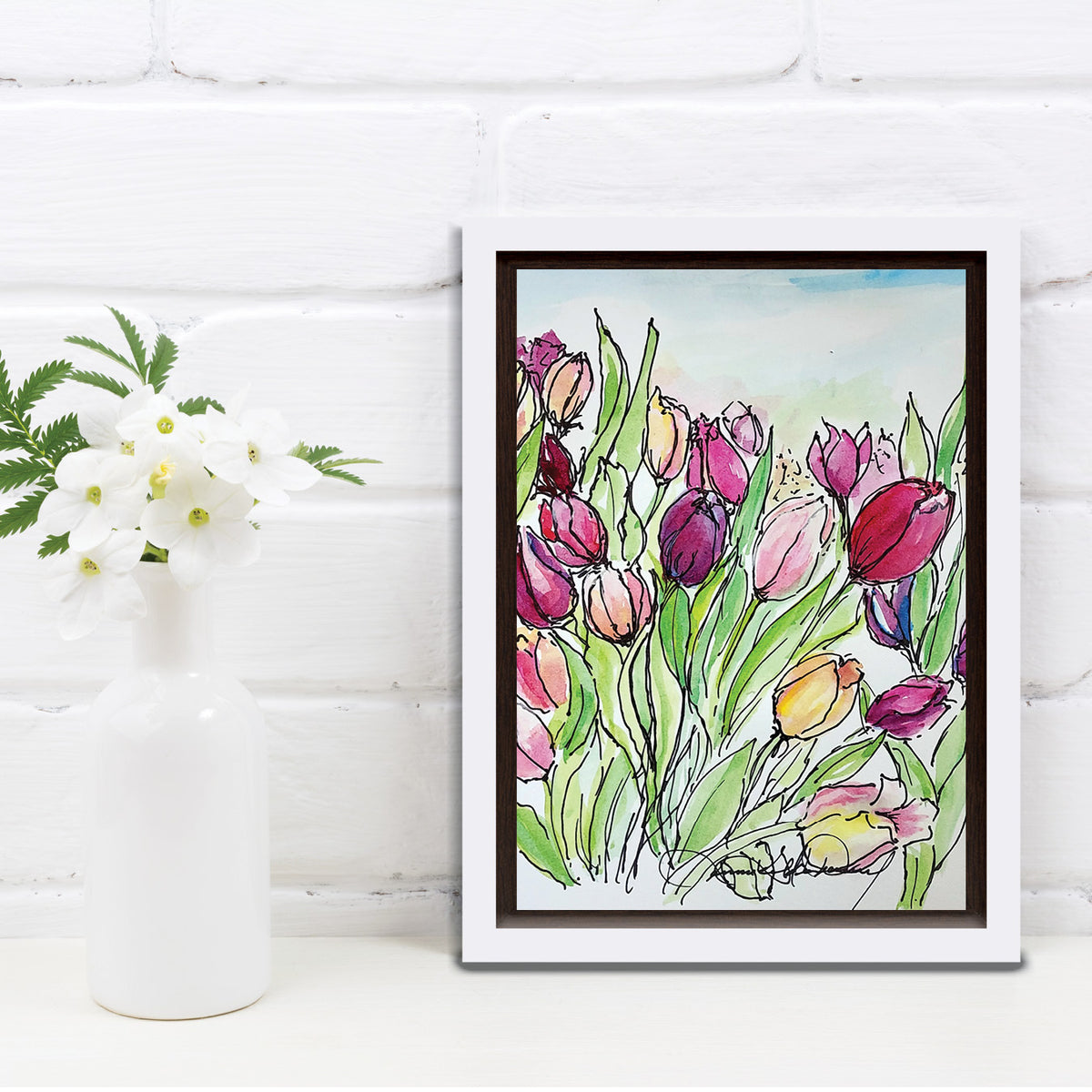 Hugs All Around Watercolor Painting: Art Print