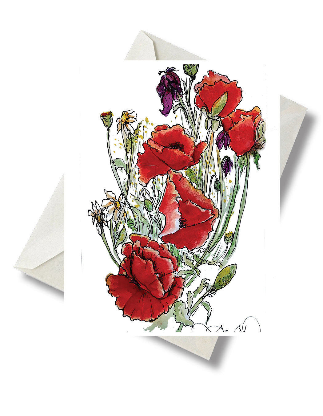 "Morning Reds" Notecard