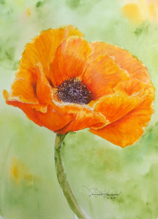 Passionate Orange Watercolor Art: Art Print