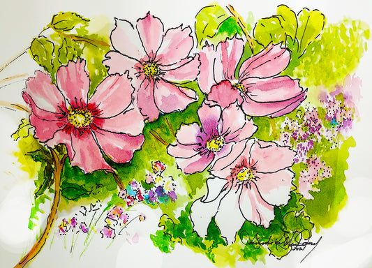 Passionate Pink Watercolor Painting: Art Print