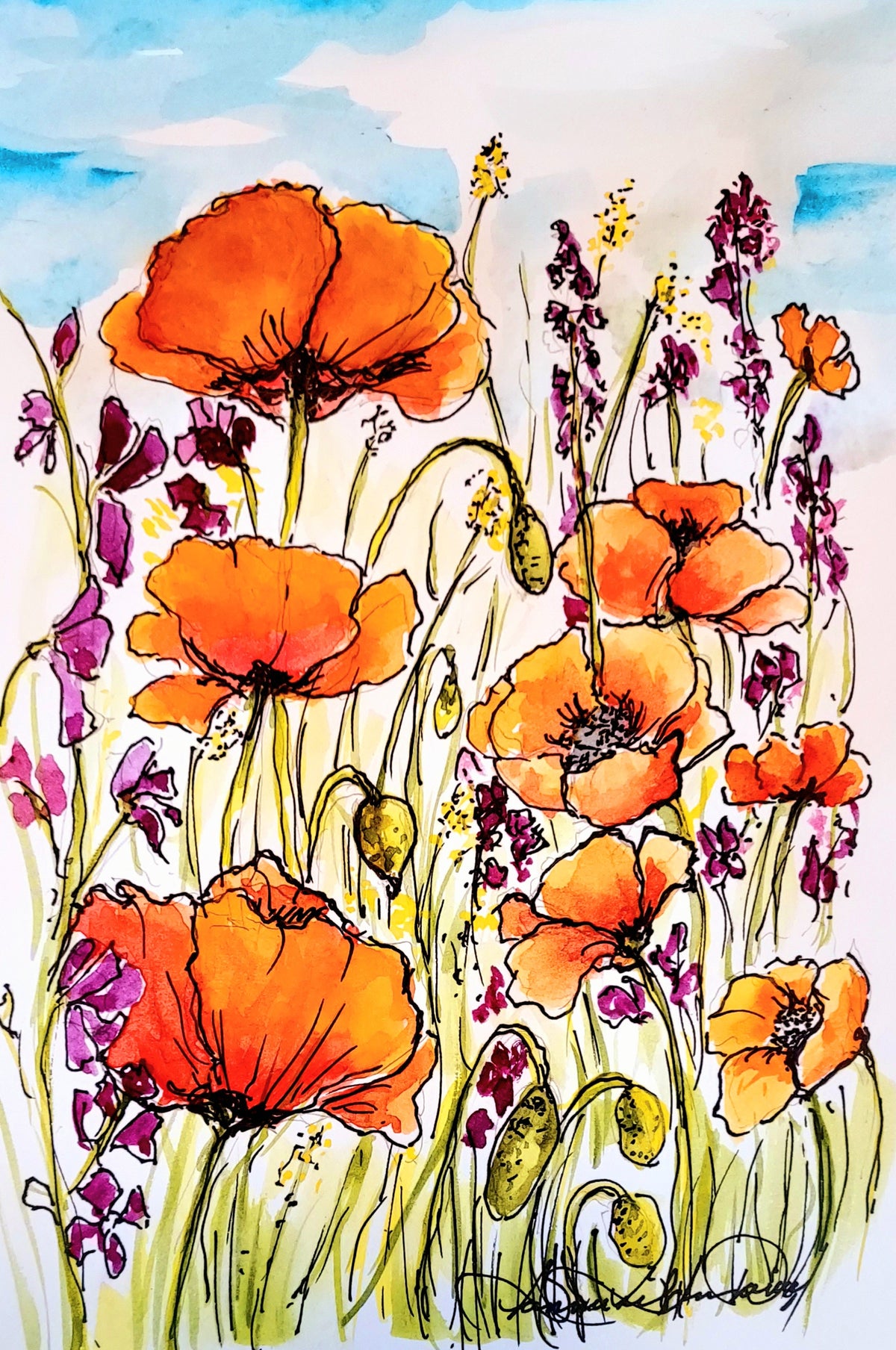 Rising in Praise Watercolor Painting; Art Print